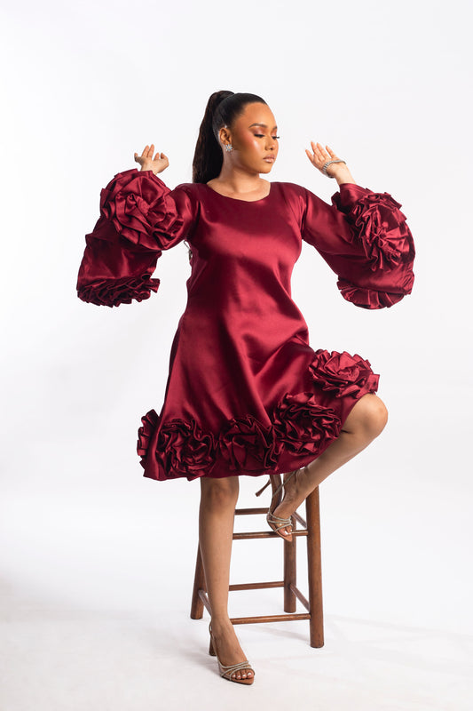 BURGUNDY FLORAL DRESS